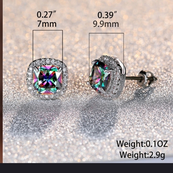 Gorgeous Rainbow Topaz Cushion cut earrings - Picture 2 of 8